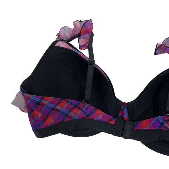 Parade Women Silky Mesh Plaid Push-Up Bra SZ L Flutter T-Shirt Straps - Picture 6 of 8